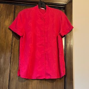 La Vie En Rose Vibrant Asian Inspired Hot Pink Short Sleeve Pajama Top